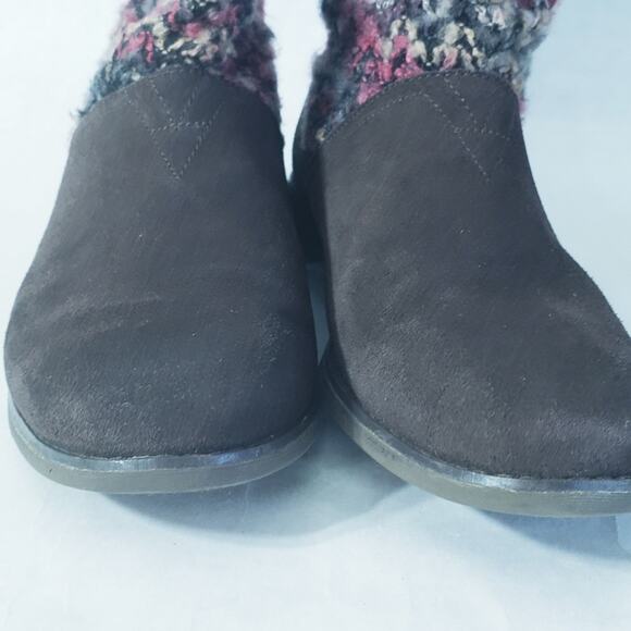 TOMS Serra Dark Brown Suede Textile Boots Booties SIZE 10 Brown Multicolor - Picture 7 of 10